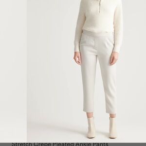 Quince Women's Stretch Crepe Pleated Ankle Pants Sand sz 16